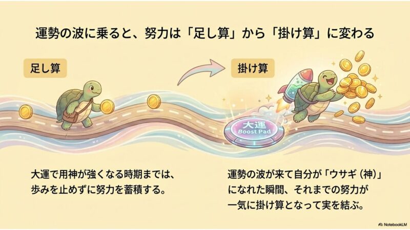 運勢の波に乗ると努力は足し算から掛け算に変わる