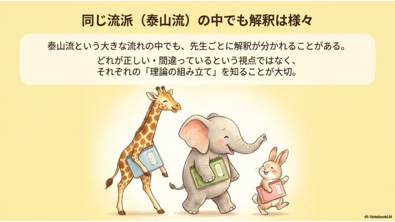 同じ流派の中でも解釈は様々