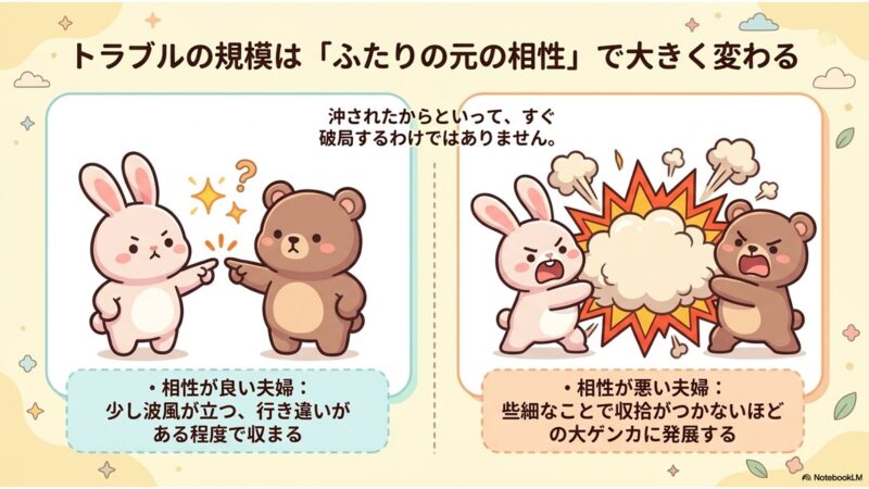 トラブルの規模はふたりの元の相性で大きく変わる