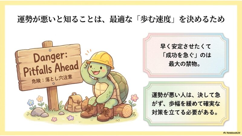 運勢が悪いと知ることは最適な歩む速度を決めるため