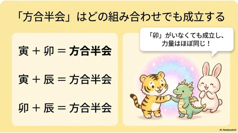 方合半会はどの組み合わせでも成立する
