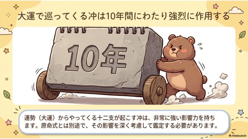 大運で巡ってくる冲は10年間にわたり強烈に作用する
