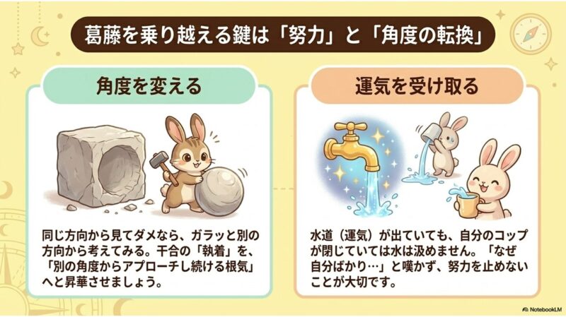 葛藤を乗り越える鍵は努力と角度の転換