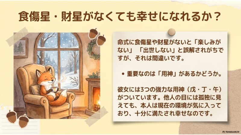 食傷星・財星がなくても幸せになれるか