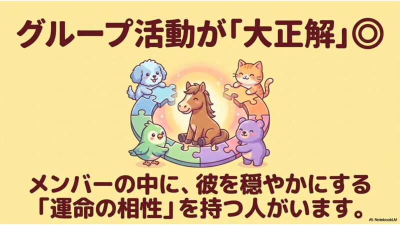 グループ活動が大正解、メンバーの中に運命の相性を持つ人がいる