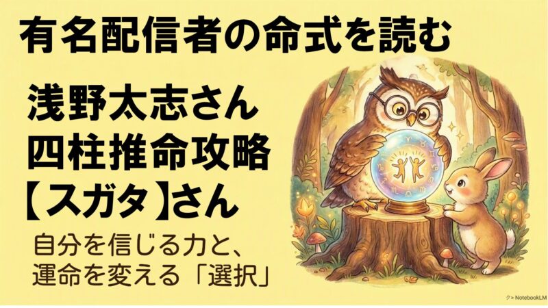 有名配信者の命式を読む|浅野太志さん・四柱推命攻略【スガタ】さん|自分を信じる力と、運命を変える選択