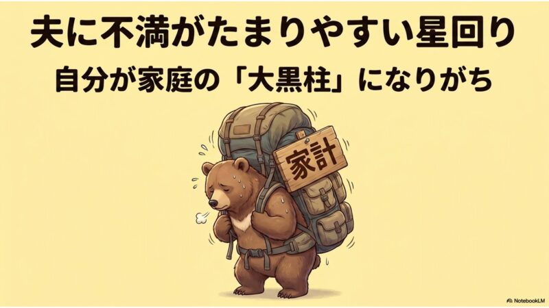 夫に不満がたまりやすい星回り 自分が家庭の大黒柱になりがち