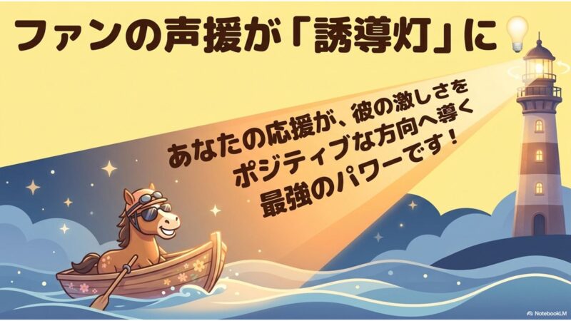 ファンの声援が誘導灯に、あなたの応援が彼の激しさをポジティブな方向へ導く