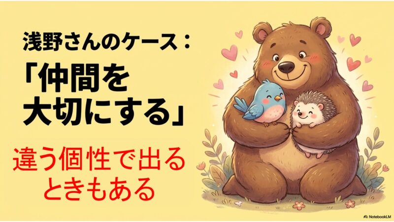 浅野さんのケース:仲間を大切にする。違う個性で出るときもある