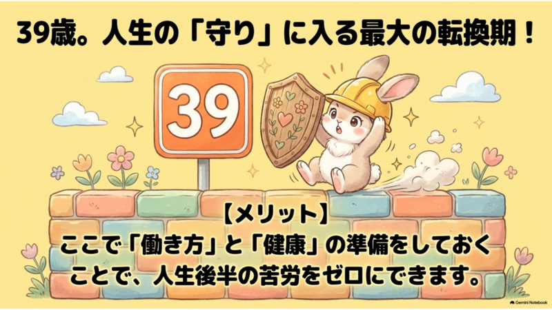 39歳。人生の守りに入る最大の転換期