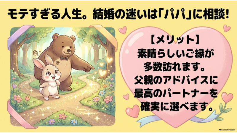 モテすぎる人生。結婚の迷いはパパに相談