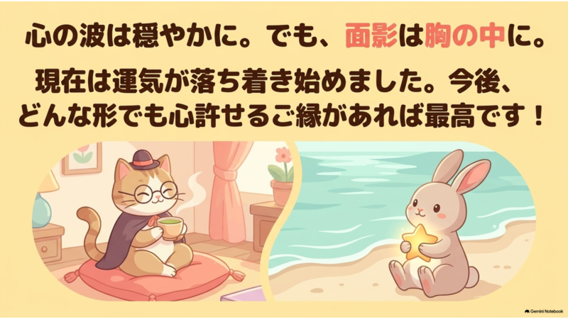 心の波は穏やかに。でも面影は胸の中に。