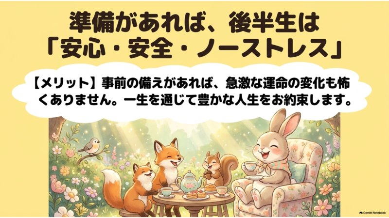 準備があれば後半生は安心安全ノーストレス