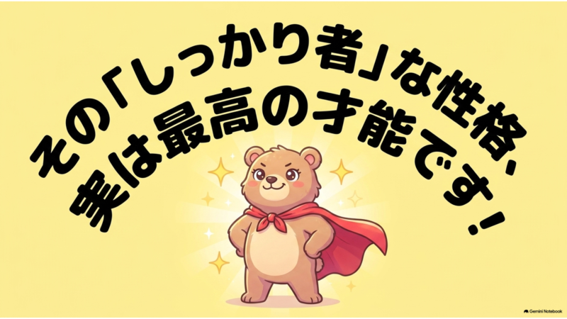 その「しっかり者」な性格、実は最高の才能です