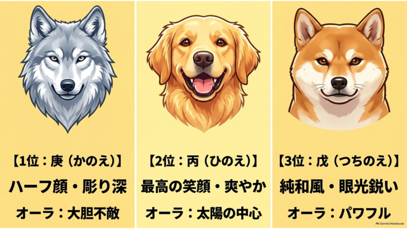 1位庚2位丙3位戊のイケメンランキング