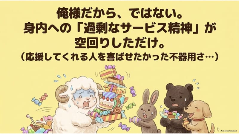 俺様だからではない 身内への過剰なサービス精神が空回りしただけ