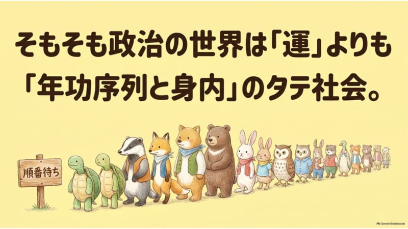 そもそも政治の世界は運よりも年功序列と身内のタテ社会