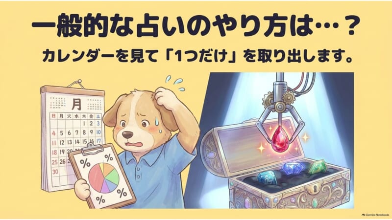 一般的な占いのやり方 カレンダーを見て1つだけ取り出す
